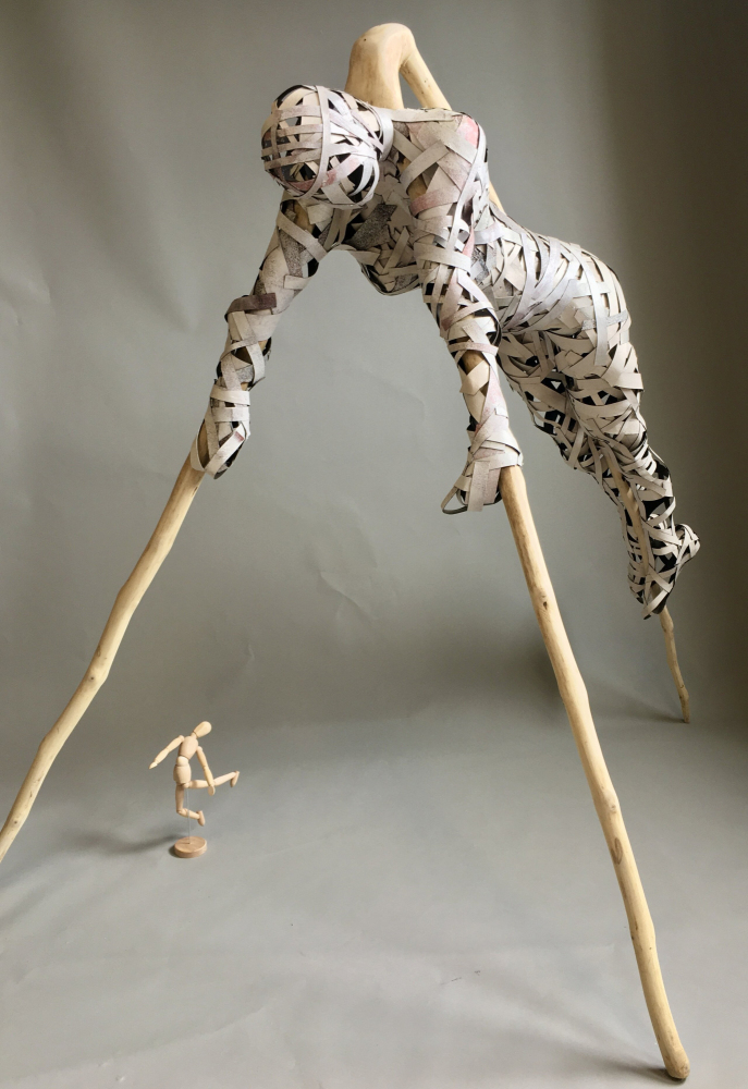 Female figure and Paulownia wood