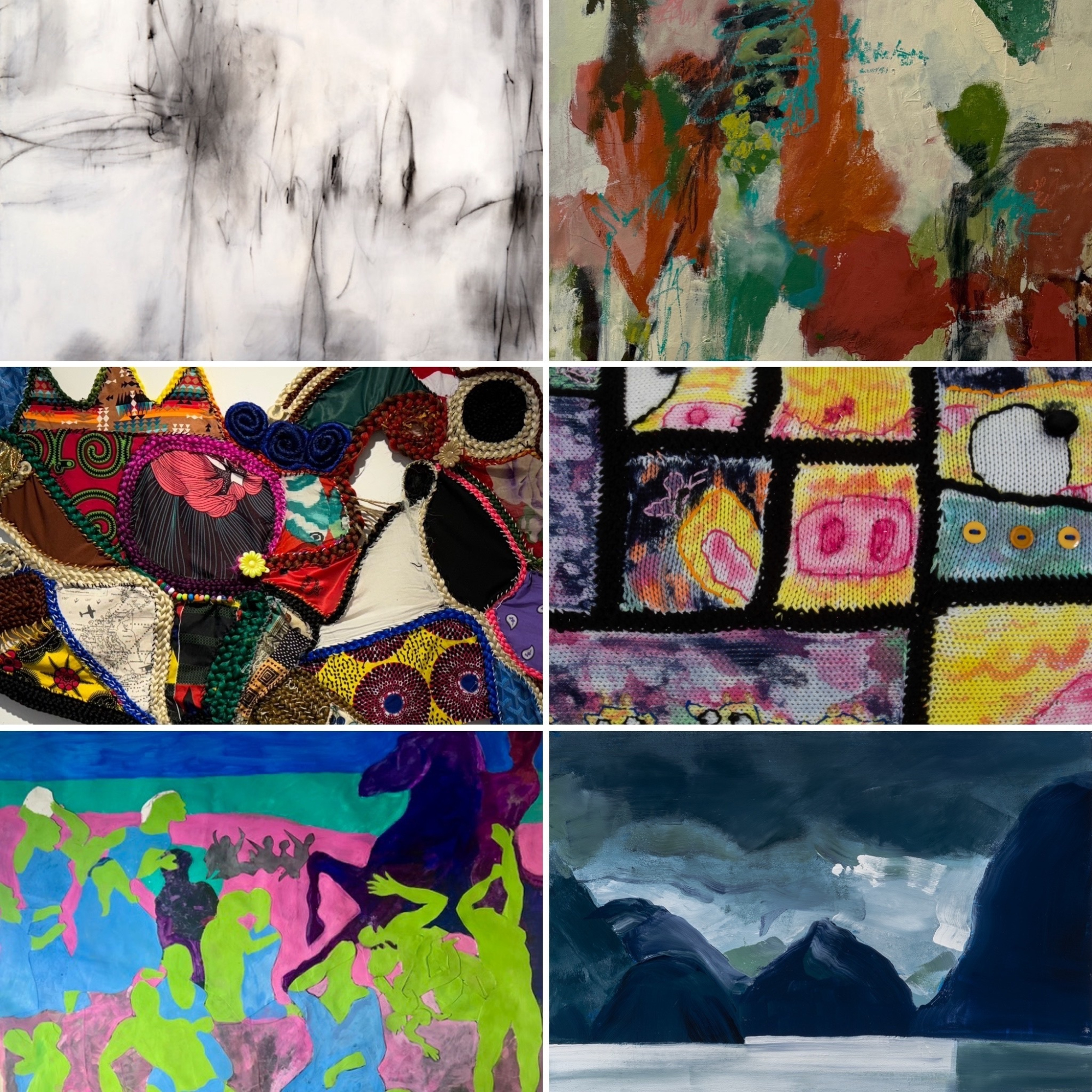 Montage of works by the exhibiting artists